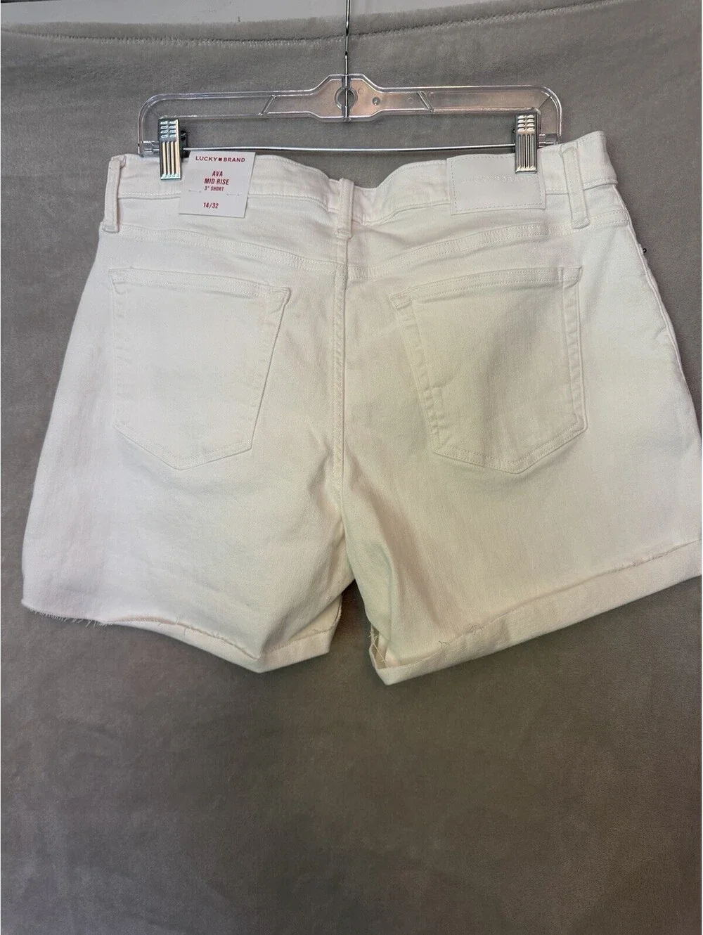 Lucky Brand Shorts White Denim Mid Rise Ava Short 3” Inseam Cuffed 14/32 NWT